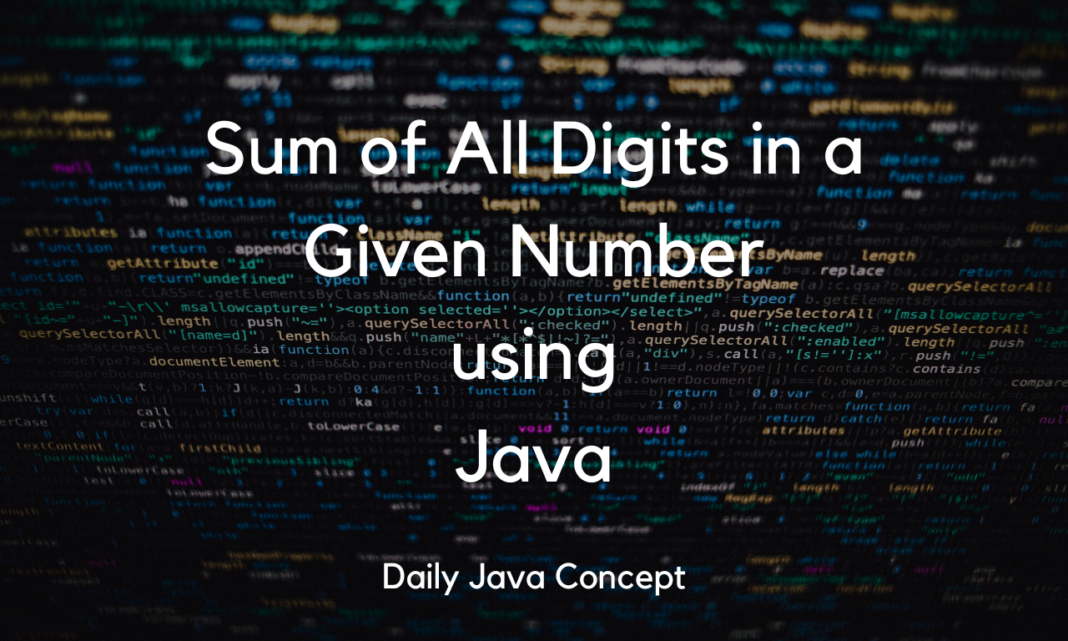Java Program to find the Sum of All Digits - Daily Java Concept