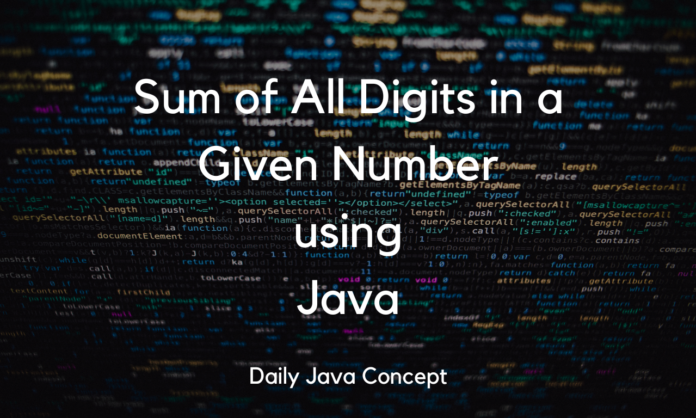 Sum of all Digits in Java Sum of all Digits in Java-DailyJavaConcept