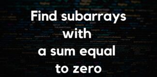 Find subarrays with a sum equal to zero
